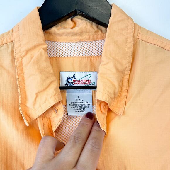 World Wide Sportsman Womens Size L Nylon Fishing Utility Shirt Outdoors Orange - Picture 3 of 8